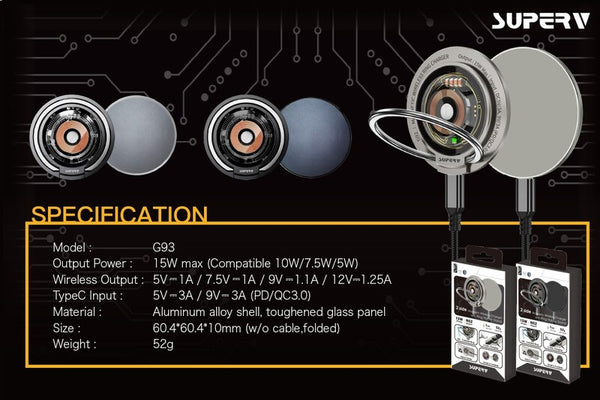 【門市發售】SuperV 15W PD3.0磁吸充電支架(G93)