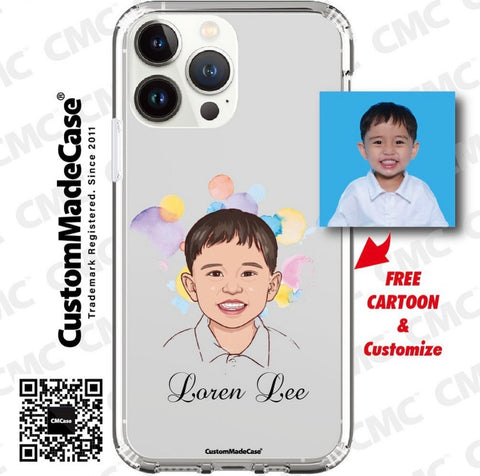 CustomMadeCase - Cartoon Clear Case 相片漫畫化設計 全透明防撞 手機殼 (人像 寵物 兒童 家庭)